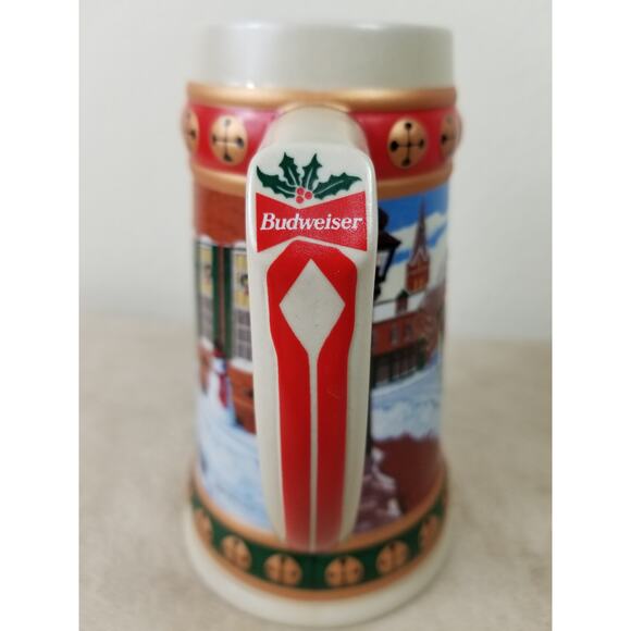 Budweiser Beer Stein Mug Hometown Holiday 1993 Handcrafted 7" Brazil Ceramarte - Picture 8 of 12
